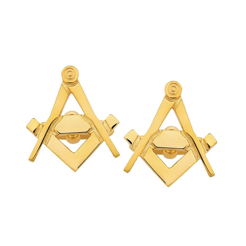 West Coast Jewelry Men&#39;s High Polished Masonic Cuff Links - Gold, 2 of 4