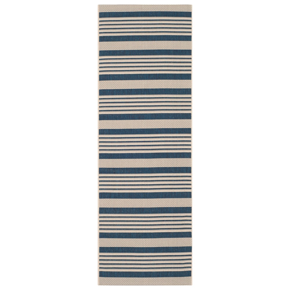 2'3in x 6'7in Santorini Runner Outdoor Rug Navy/Beige - Safavieh