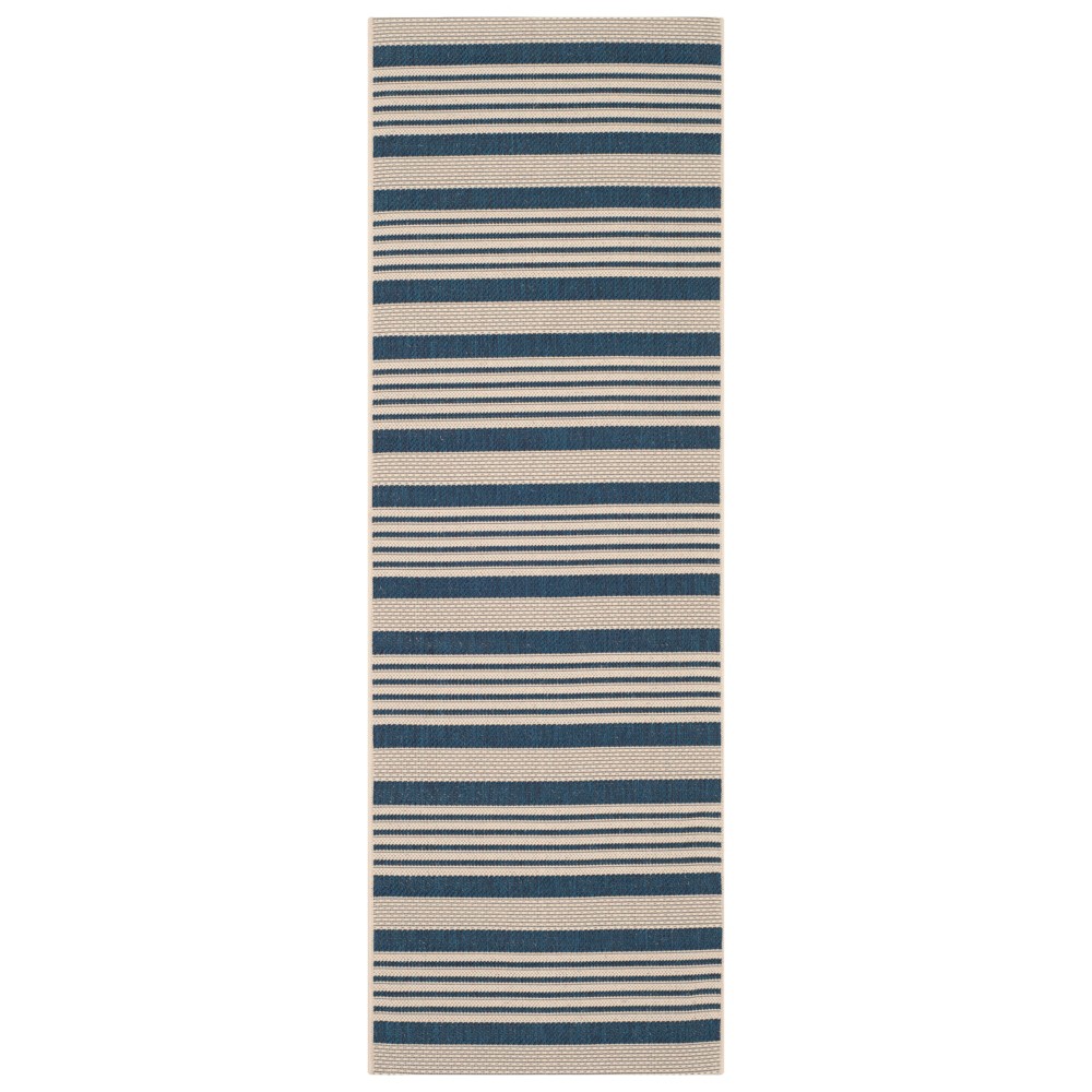 2'3in x 8' Santorini Outdoor Rug Navy/Beige - Safavieh