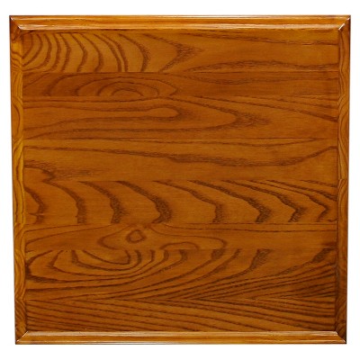Medium Oak Rectangular Wood Side Table with Storage