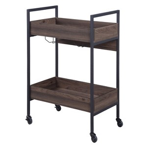 VYNXARIA Serving Cart with 2 Shelves for Playroom, Nursery & Bedroom,Walnut / Black - 1 of 4