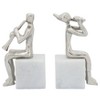 Sagebrook Home Set of 2 Metal Musician Bookends - Contemporary Marble and Aluminum Silver Decorative Bookend Sculptures - 4 of 4