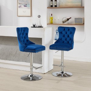Sapphtopaz Set of 2 Swivel Bar Stools High Chairs with Tufted Back Adjusatble Height 27"-35" Barstools for Kitchen, Living Room - 1 of 4