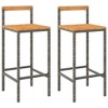 vidaXL Bar Stools 2 pcs Gray Poly Rattan and Solid Wood Acacia - 2 of 4