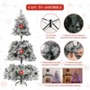 6 FT Pre-lit Christmas Tree with 400 Multi-Color Led Lights, Snow Flocked Artificial Xmas Tree with 850 Branch Tips for Home Party Decoration - 3 of 4