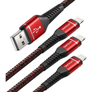 BONGEEK iPhone Charger Cable USB A to Lightning Cable,Sturdy Nylon Braided Fast Charging Cord Compatible with iPhone 6FT,Red - 1 of 4