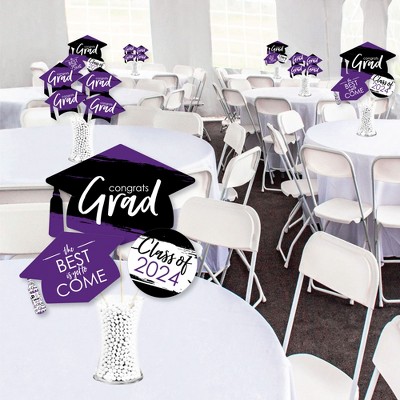 2024 Purple Grad Celebration Centerpiece Kit - 35 Double-Sided Cutouts