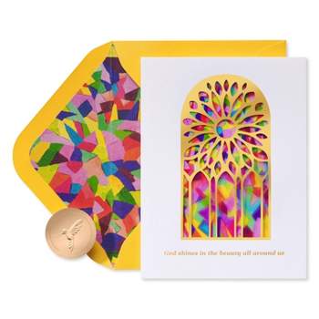 Religious Stained Glass Birthday Card Illustrated by Sandra K Pena 'God Shines In You' - PAPYRUS