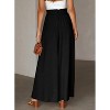 Women's Wide Leg Pants Elastic Waist Casual Palazzo Pants with Pockets - Soft High Waist Solid Color Lounge Pants for All Seasons - 2 of 4