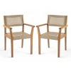Outdoor Acacia Wood Dining Chairs Set of 2,Wicker Accent Patio Chairs,Weather Resistant Chair Set for Garden or Balcony-Coolbibila - 2 of 4