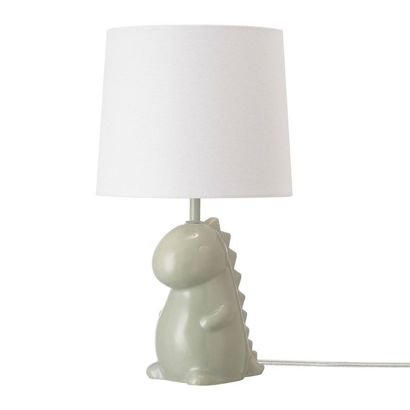 16&#34; Tommy Dinosaur Green Ceramic Table Lamp with White Cotton Shade - Globe Electric, 1 of 10