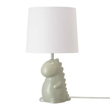 16" Tommy Dinosaur Green Ceramic Table Lamp with White Cotton Shade - Globe Electric