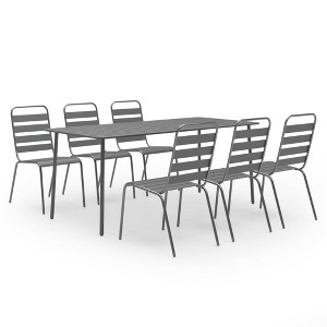 vidaXL Patio Dining Set Table and Chair Patio Furniture Set Steel Dark Gray - 1 of 4