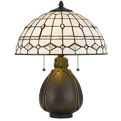 Adjustable Dark Bronze Stained Glass Tiffany Table Lamp