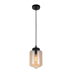 CWI Lighting Glass 1 Light Down Mini Pendant With Amber Finish - 1 of 1