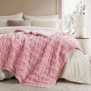 YOOCOZZ 50x60" Ruched Fur Throw Blanket - 1 of 4