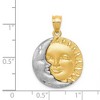 Black Bow Jewelry 14k Two Tone Gold 20mm Satin Sun and Moon Pendant - 3 of 4