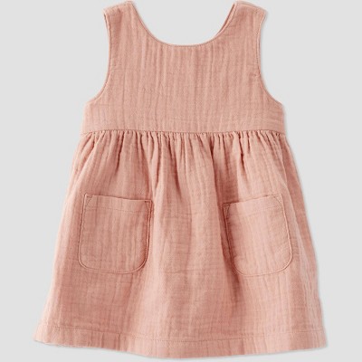 Image of Little Planet by Carter's Organic Baby Girls' Woven Dress - Brown 9M