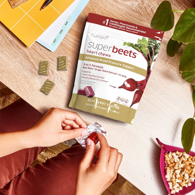 SuperBeets Advanced Heart Chews with COQ10 - Acai Berry - 60ct, 4 of 13