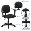 Emma and Oliver Low Back Black Fabric Swivel Task Office Chair with Adjustable Arms - 3 of 4