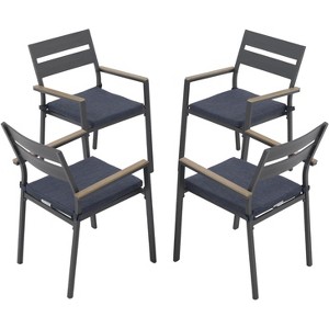 SUGOLD Patio Chairs Set of 4, Outdoor Aluminum Stackable Dining Chairs with Armrest and Cushions, Patio Furniture Set - 1 of 1