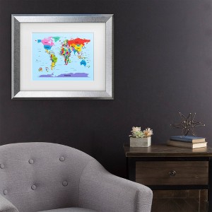 Trademark Fine Art Michael Tompsett Children's World Map Matted Framed Art - 1 of 4