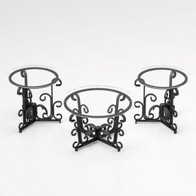 3-Piece Tempered Glass Round Coffee Table Set with Sturdy Construction and Multifunctional Configuration