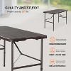 VINGLI 4 FT Plastic Folding Camping Table, Portable in/Outdoor Party Picnic Dining Desk,Garden Soccer Multipurpose Entertaining Activities, Brown - 4 of 4