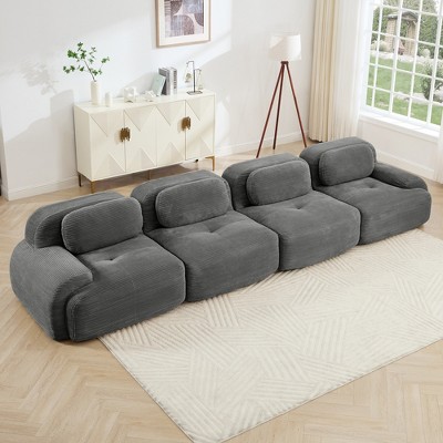 Aukfa Modular Corduroy Sectional Sofa with Ergonomic Support - Pet Friendly, Easy Assembly, Non-Slip Base Design