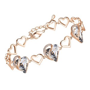 Leafael Infinity Love Heart Link Bracelet with Healing Stone Crystal, 18K Rose Gold Plated, 7" Chain + 2" Extender - 1 of 4
