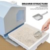 LunaLulinlk Blue Enclosed Litter Box, Large Cat Toilet with Drawer Tray and Scoop - 4 of 4