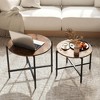 Resenkos Coffee Table, Center Table, Tea Table,21.5 Inch Round Coffee Table Set of 2 with Heavy-Duty Metal Frame-Rustic Brown - 2 of 4