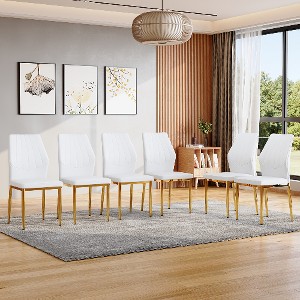 Lyngins Ergonomic Dining Chairs Set of 4, Tech Fabric Kitchen Chair with Black Metal Legs, Armless Chair with Shell-pattern for Living Room - 1 of 4