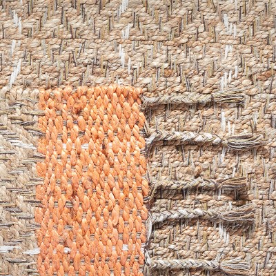 Handmade Square 6' Orange and Natural Wool Area Rug