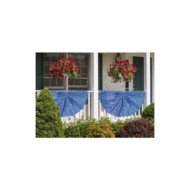 Briarwood Lane Pink and Blue Plaid Bunting 48" x 24" Pleated Banner with Brass Grommets, 1 of 4