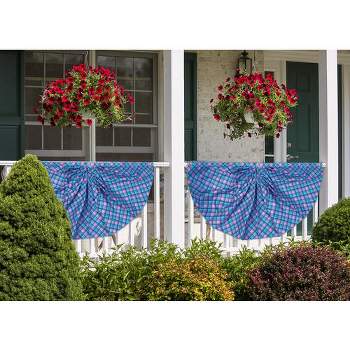 Briarwood Lane Pink and Blue Plaid Bunting 48" x 24" Pleated Banner with Brass Grommets