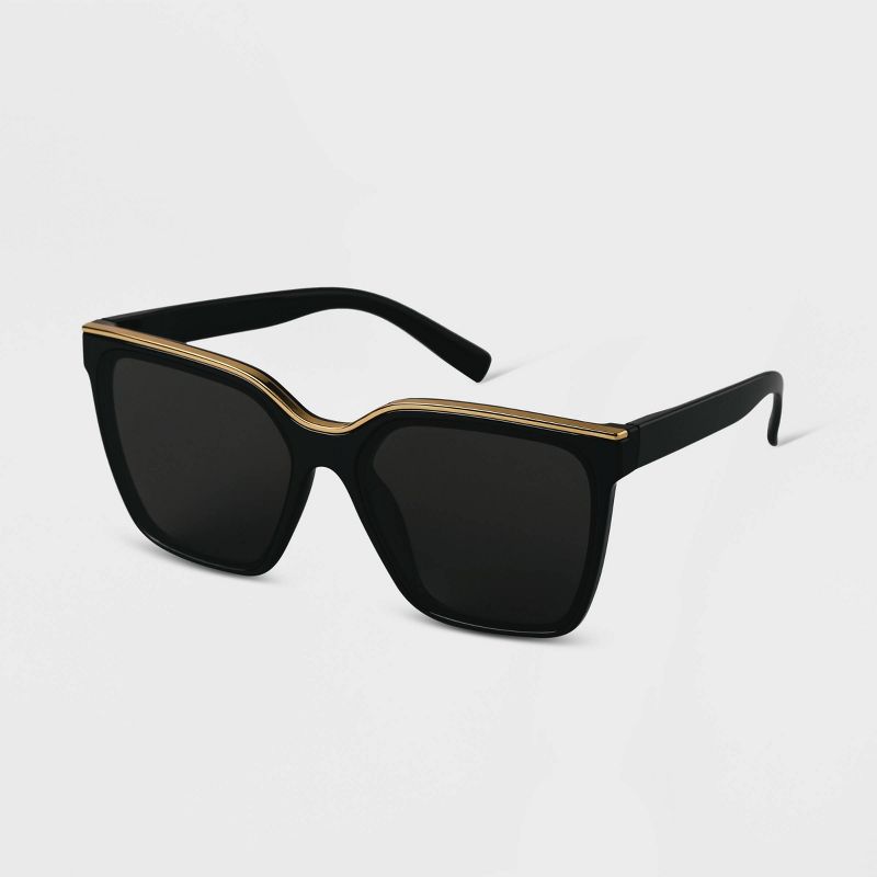 Women&#39;s Plastic Square Sunglasses - A New Day&#8482; Black, 2 of 9