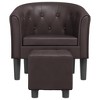 vidaXL Tub Chair - Brown Faux Leather Upholstered Armchair for Living Room, Bedroom & Office - 3 of 4