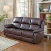 MAYEERTY Power Reclining Sofa, Breathable Leather Electric 3-Seat Recliner with Adjustable Backrests for Living Room, Brown - 3 of 4