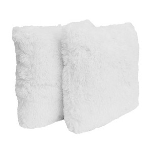 2pk Bright White Chubby Faux Fur Pillow White - Décor Therapy