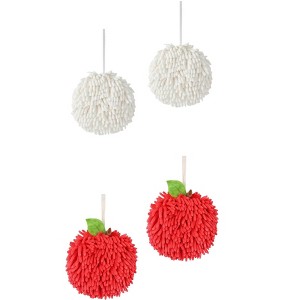 REGALWOVEN Soft Absorbent Fluffy Chenille Ball Bathroom Hand Towels with Wall Hook 4 Pack - 1 of 4
