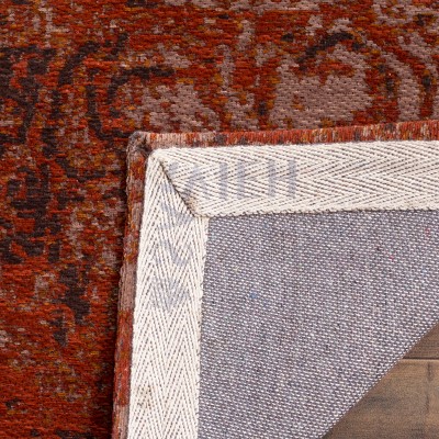 Vintage Charm Rust & Brown Cotton Blend 6' Square Area Rug