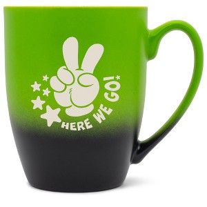 100 North Peace Sign 10 Ounce Green and Black Two Toned Ombre, Comfortably Fits Your Hands, Ceramic Tea Coffee Cup Mug, Here We Go! - 1 of 1