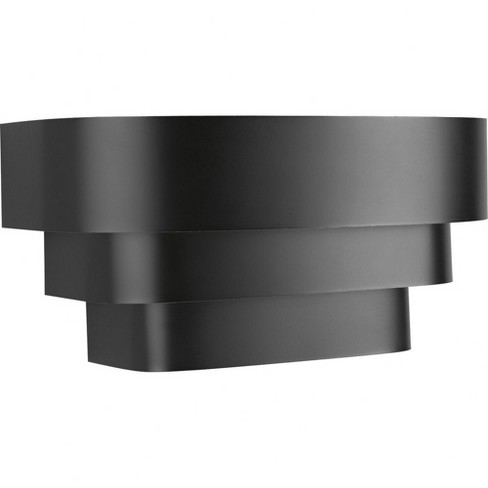 Progress Lighting, Tri-Band Louver, 1-Light Wall Sconce, Matte Black, Metal Shade, Steel, 7" W x 7" H x 14" L, 100W MED, BL - image 1 of 1