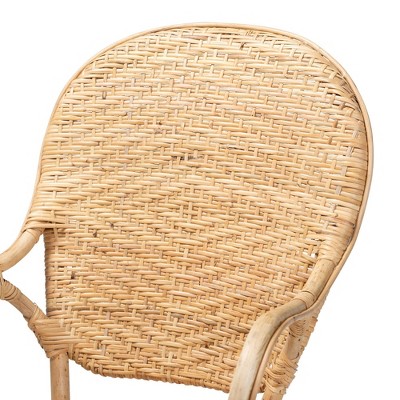 Low Brown Rattan and Cane Arm Chair