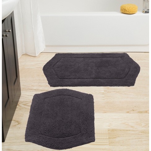 Set of 2 Waterford Collection Grey Cotton Tufted Bath Rug Set - Home Weavers