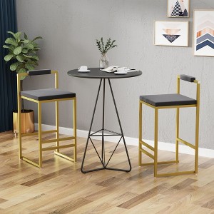 Grungis Velvet Bar Stools Set of 2,Upholstered Counter Stools with Footrest and Backrest,Kitchen Chair for Kitchen Island - 1 of 1
