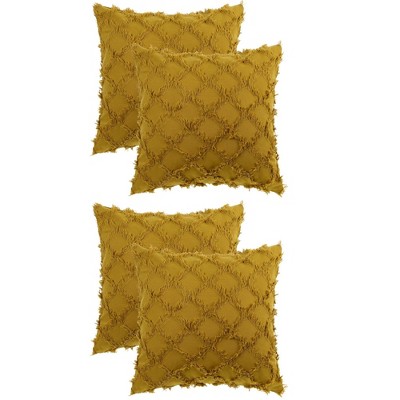 Unique Bargains Decorative Cozy Solid Color Cut Flower Checkered Throw Pillow Covers 4 Pcs