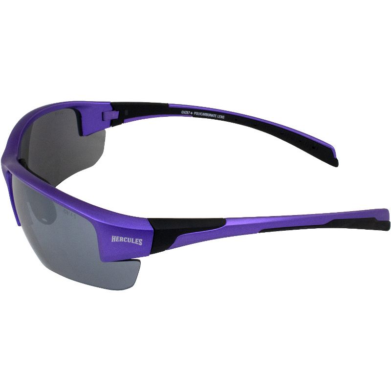 Global Vision Hercules 7 Motorcycle Glasses with Purple Nylon Frame and Silver Lenses, 3 of 8