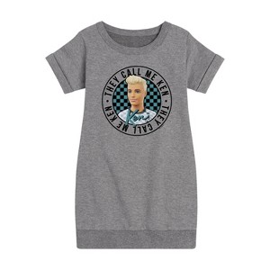 Girls' - Barbie - They Call Me Ken Graphic Short Sleeve Fleece Dress - 1 of 3